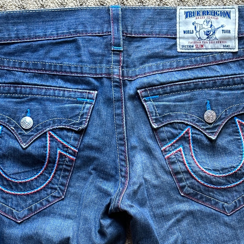 True Religion Men's Jeans with detailed red & blue stitching